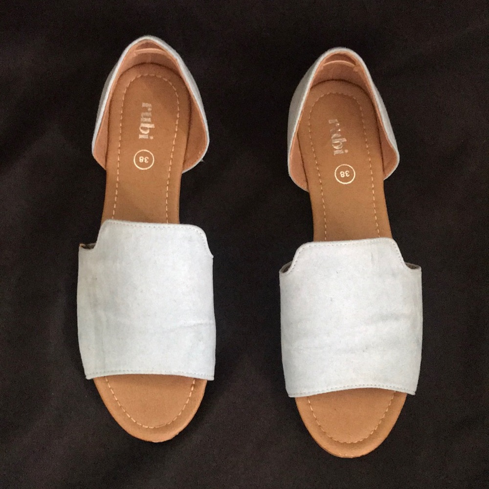 Baby blue slip on sandals